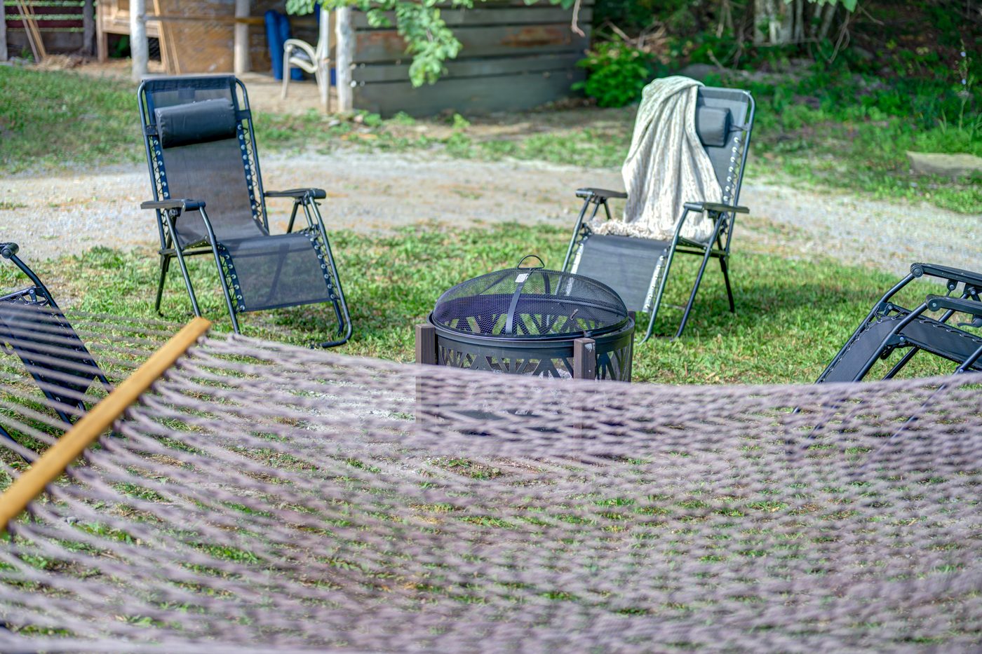 Chairs around the fire ring
