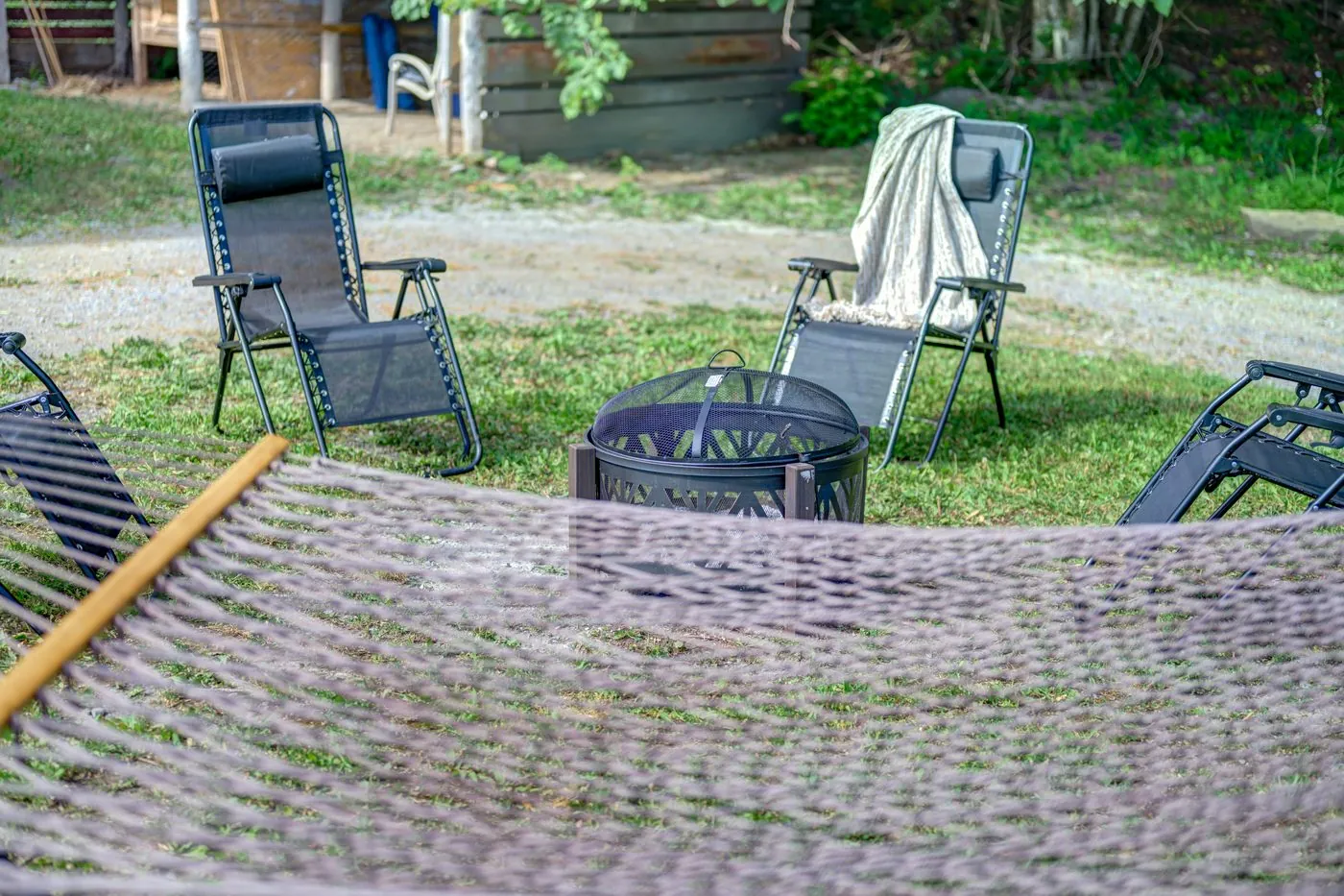 Chairs around the fire ring